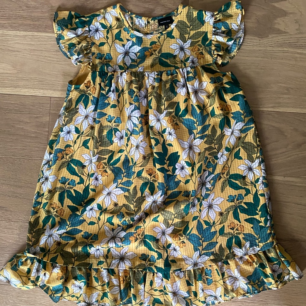 Who What Wear yellow floral ruffle shift dress. Size M.